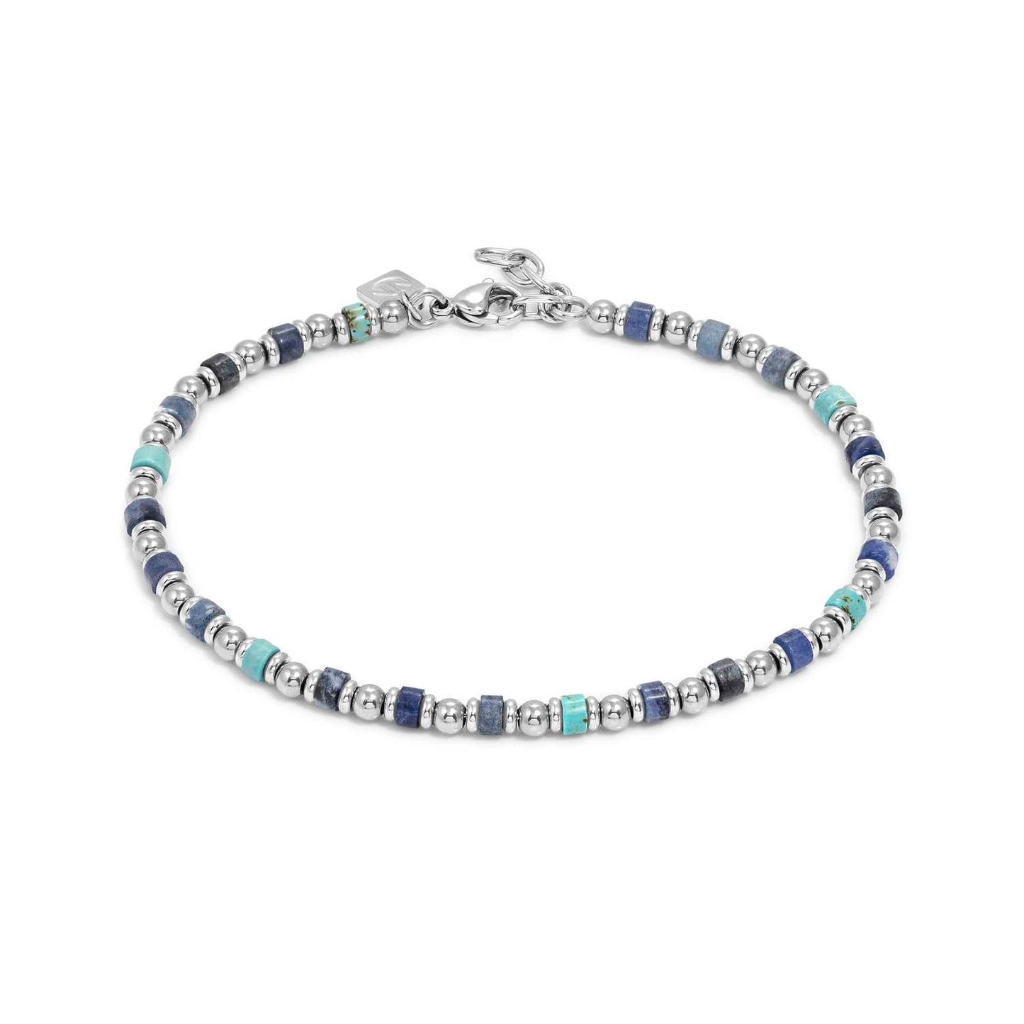 INSTINCTSTYLE Sea Turquoise & Sodalite Anklet in Stainless Steel 027934/093