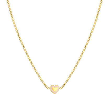 FAIRYICONS Steel Yellow PVD Heart Enamel Necklace 134108/022