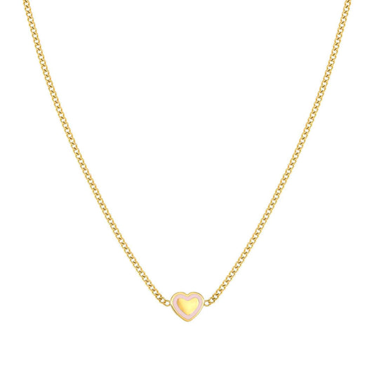 FAIRYICONS Steel Yellow PVD Heart Enamel Necklace 134108/022