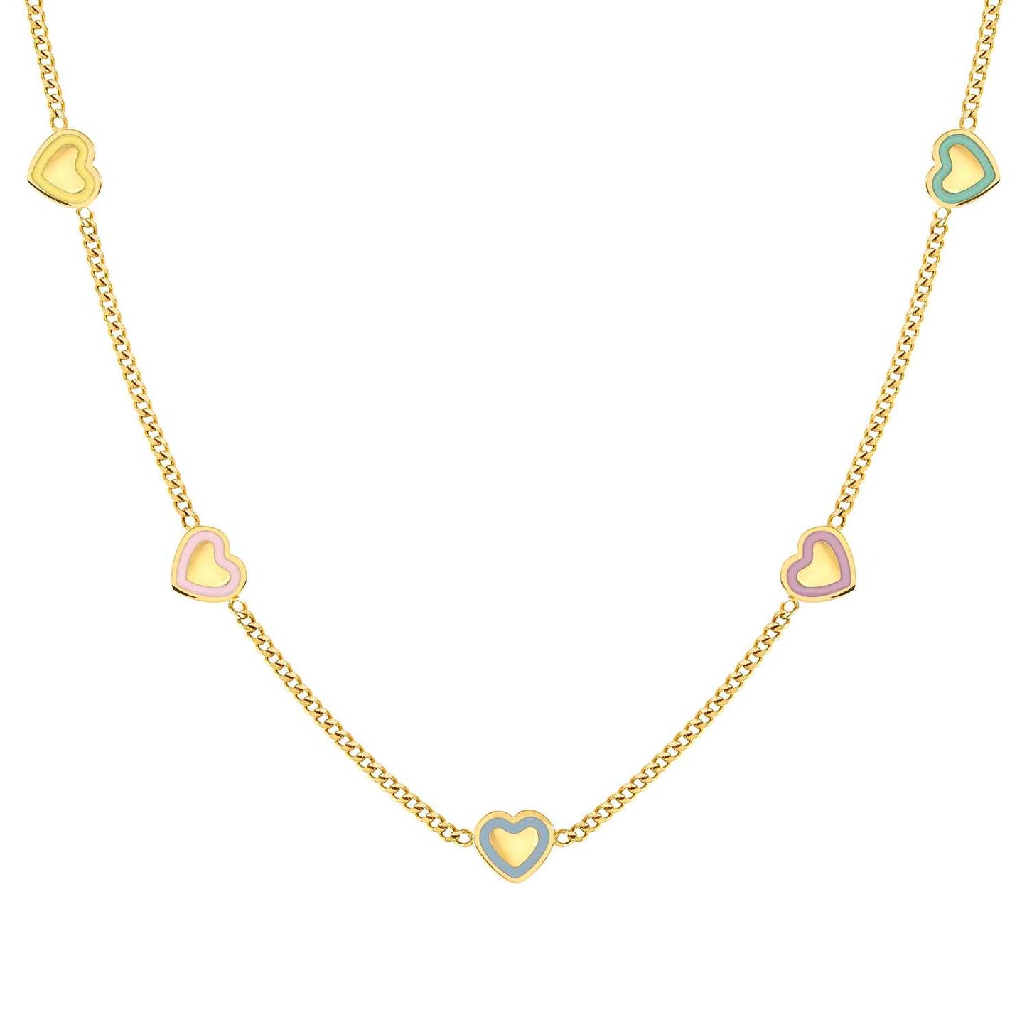 FAIRYICONS Steel Yellow PVD Enamel 5 Heart Necklace 134109/022