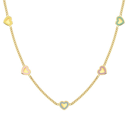 FAIRYICONS Steel Yellow PVD Enamel 5 Heart Necklace 134109/022