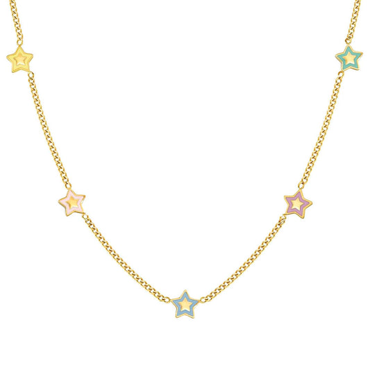 FAIRYICONS Steel Yellow PVD Enamel 5 Star Necklace 134109/023