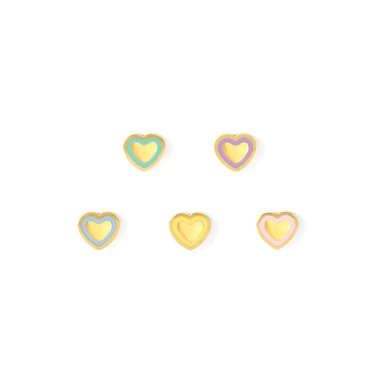 FAIRYICONS Steel Yellow PVD Heart Enamel Stud Earrings 134110/022