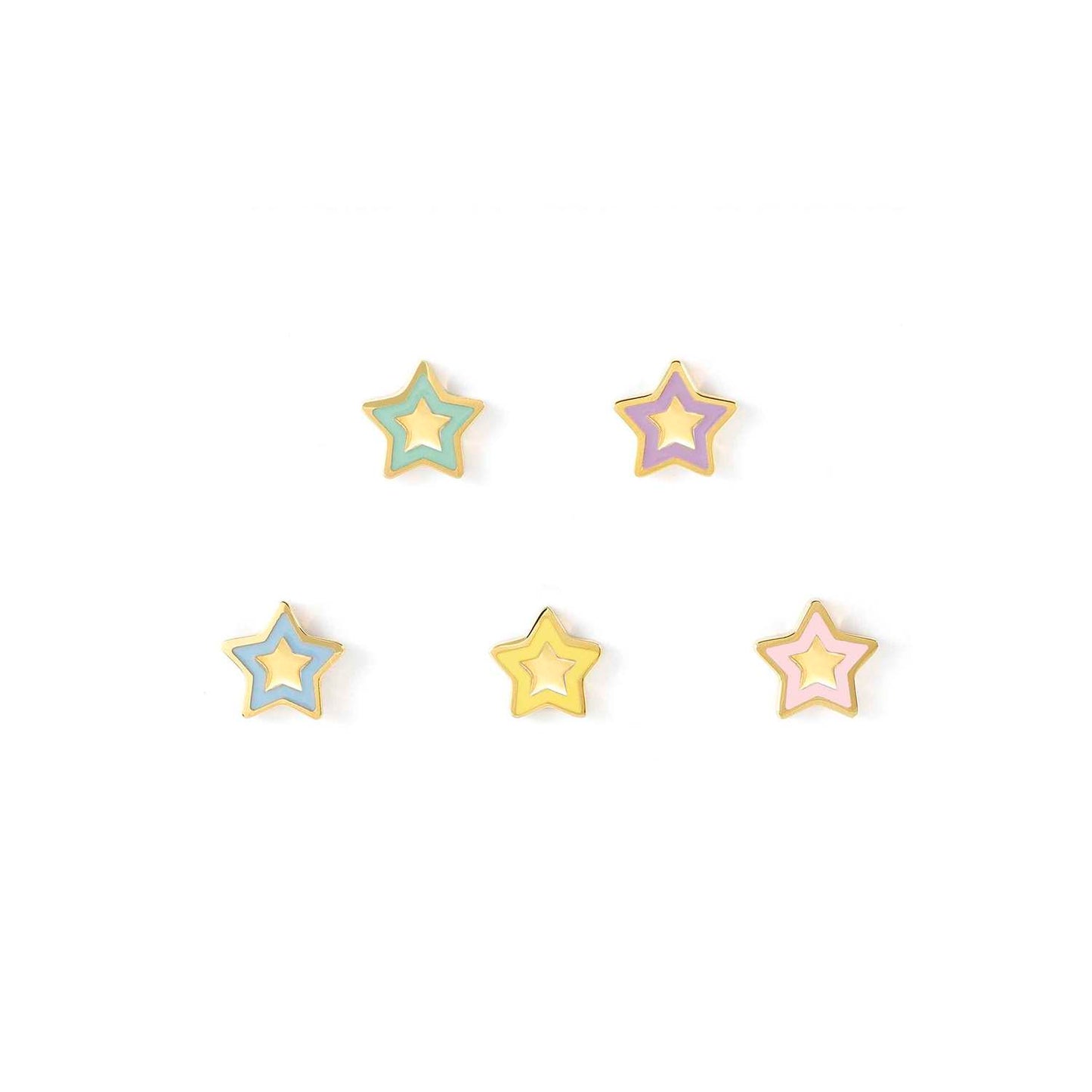 FAIRYICONS Steel & Yellow PVD Star Enamel Stud Earrings 134110/023