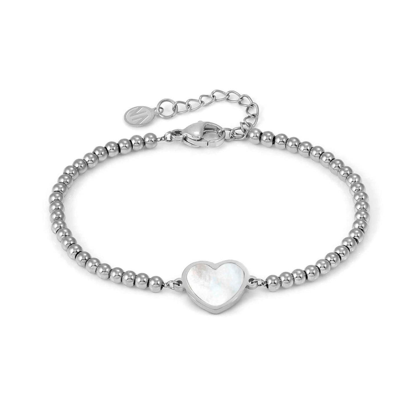 Emosfere Steel Beaded Bracelet with White MOP Heart 134201/036