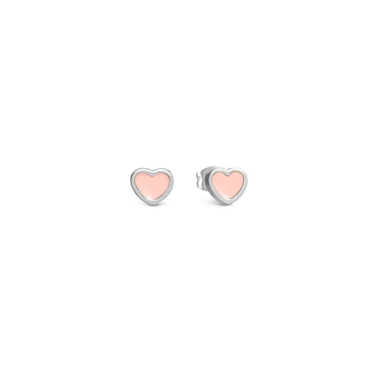 EMOSFERE Steel Heart Stud Earrings Pink Enamel 134208/006