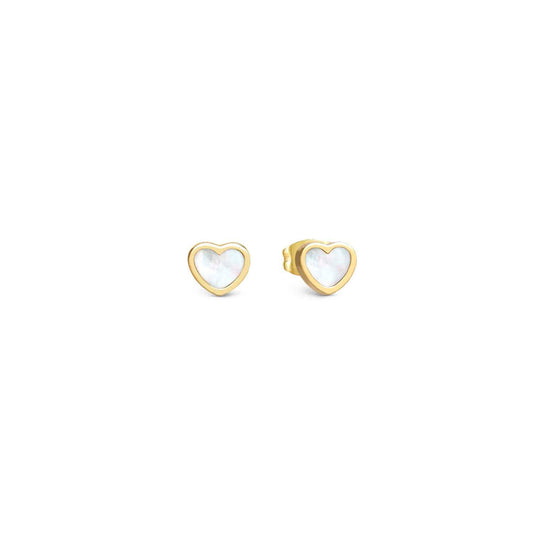 EMOSFERE Steel Yellow PVD Heart MOP Earrings 134219/036