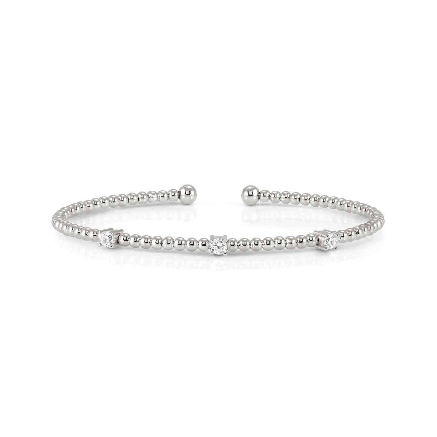 FASHION ERA Silver 3 CZ Stone Beaded Bangle 242205/010