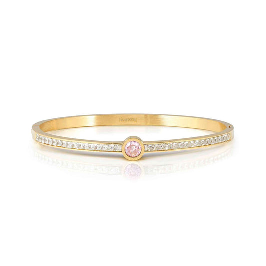 (L) Pink & White CZ Pave PVD Pretty Bangles New 029521/021