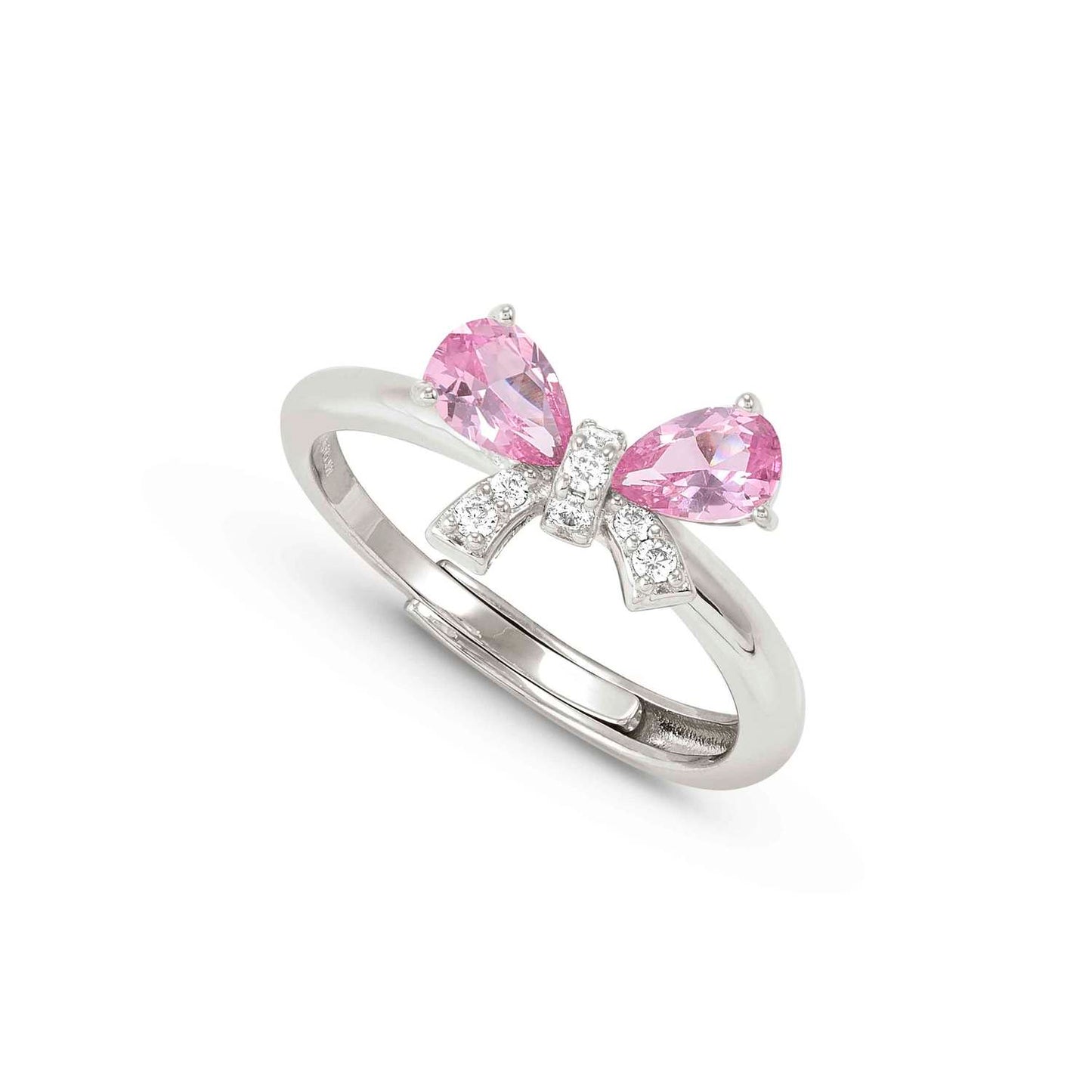 NEW SHINE ME UP Silver Ring with White & PINK CZ Bow 241900/007