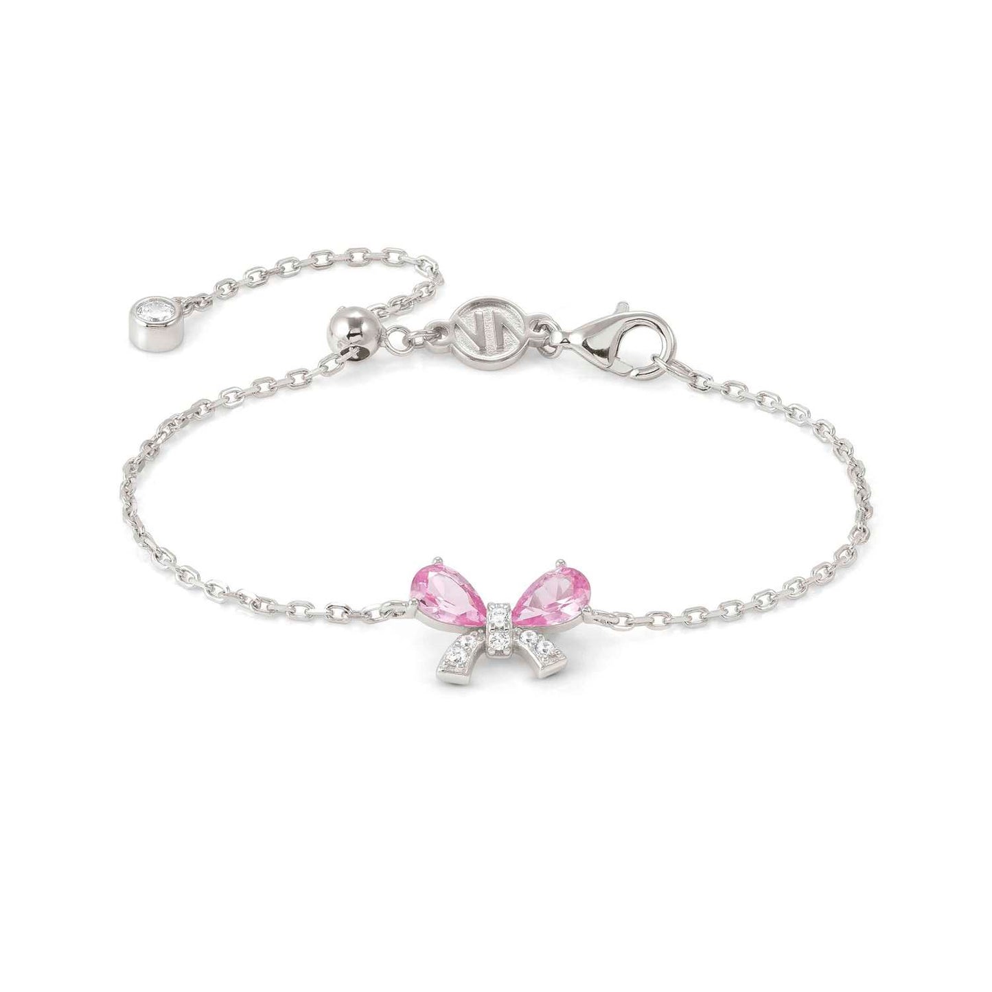 SHINE ME UP Pink & White CZ Bow Silver Bracelet 241901/009