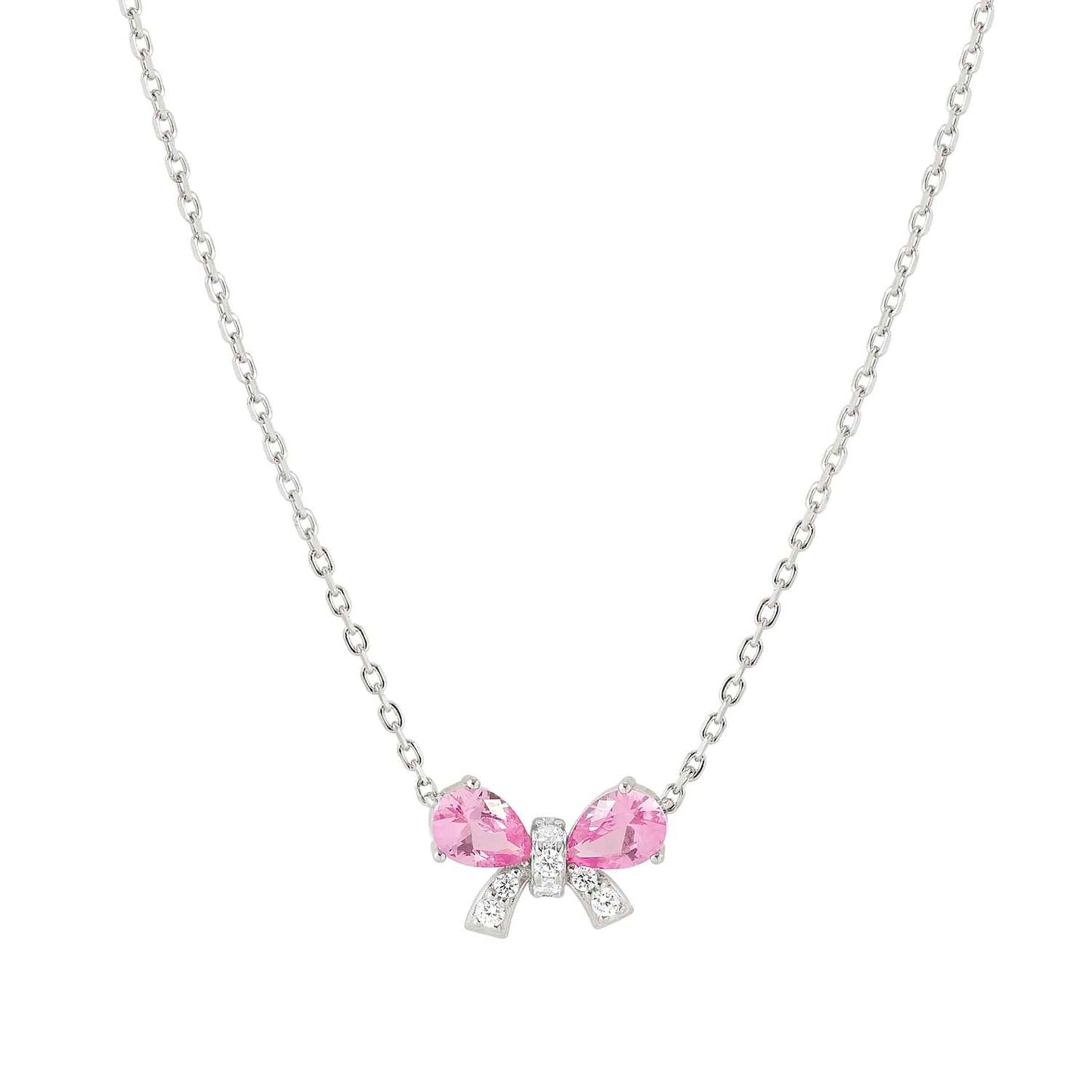 SHINE ME UP Pink & White Bow CZ Necklace 241902/009