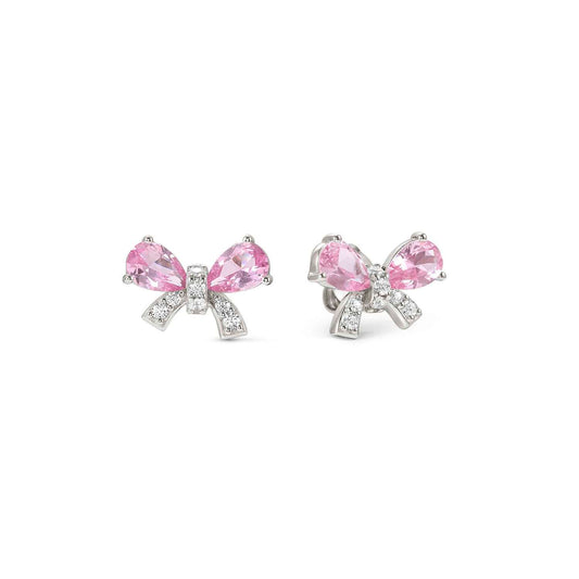 SHINE ME UP earrings in 925 silver and cubic zirconia White/Pink Bow