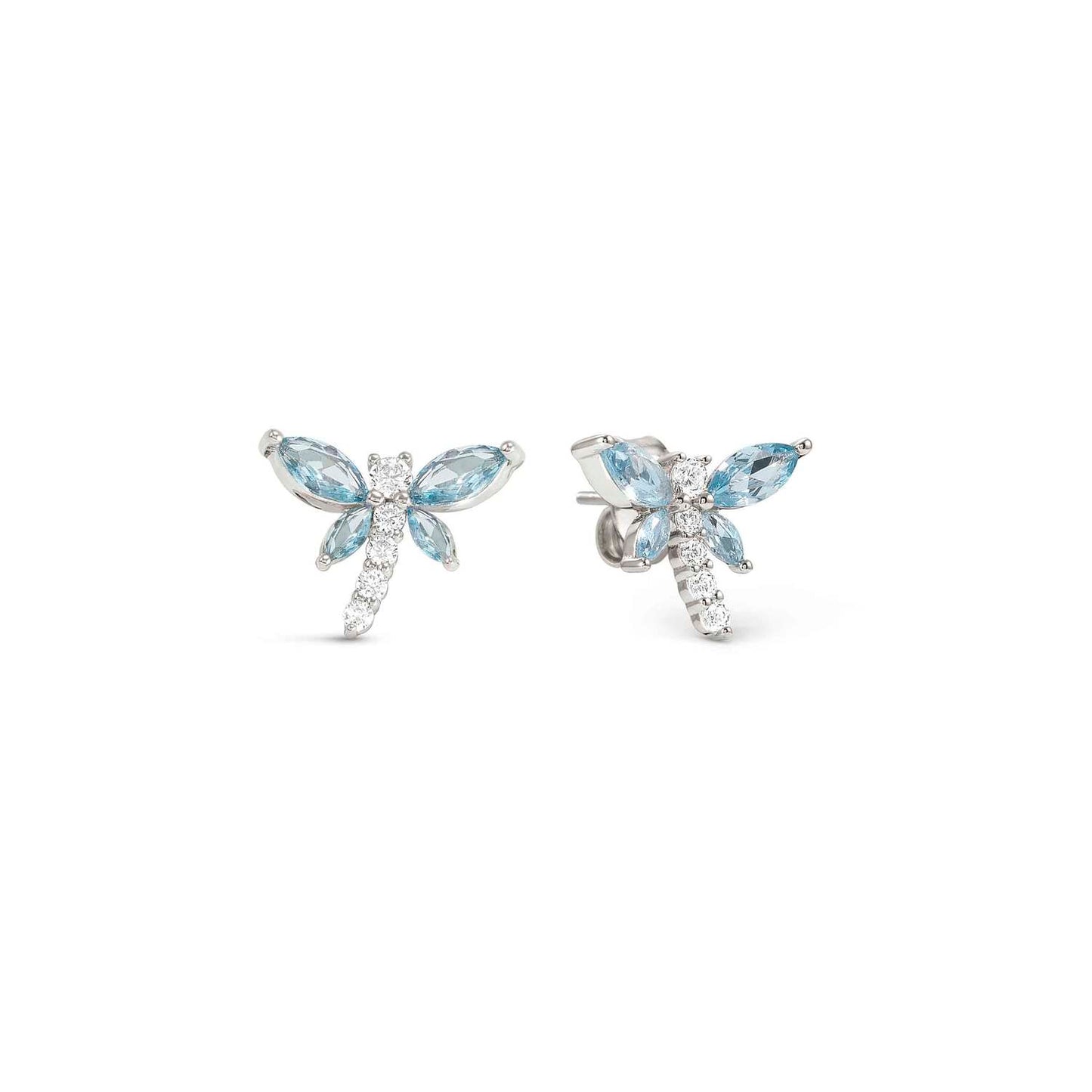 SHINE ME UP earrings in 925 silver and cubic zirconia White/Light Blue Dragonfly