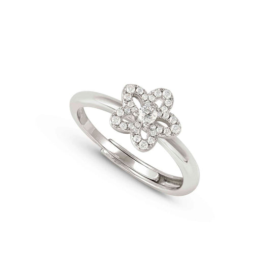 SWEETMADAME Silver FLOWER CZ PAVE Ring 242001/010