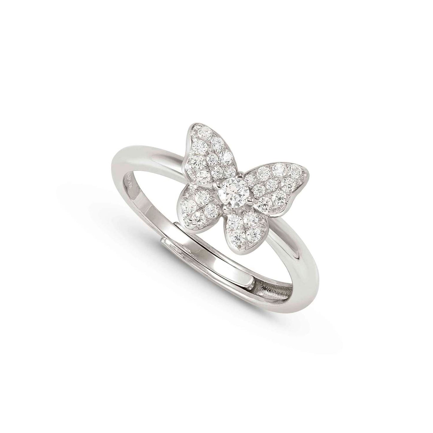 SWEETMADAME Silver Butterfly Pave Ring 242001/040