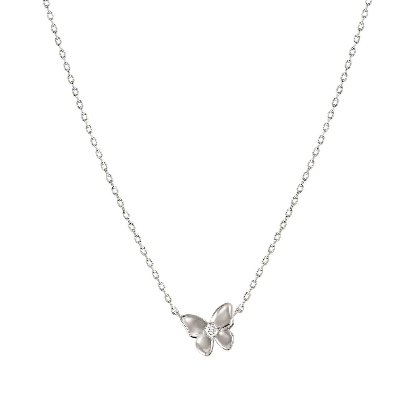 SWEETMADAME Silver Butterfly with CZ Necklace 242008/040