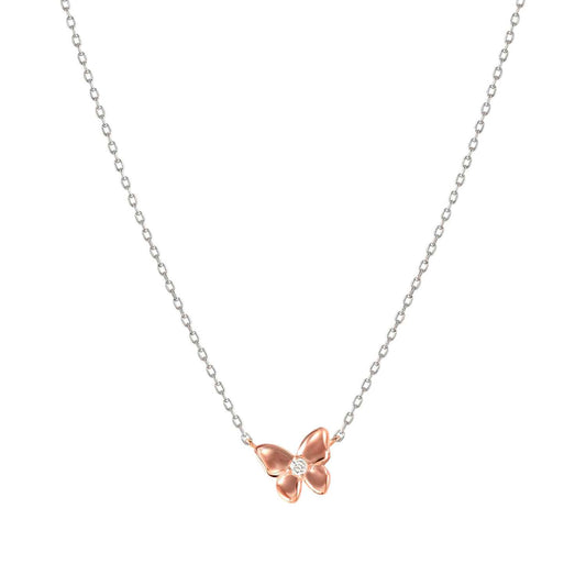 SWEETMADAME 22ct RGP Butterfly with CZ Necklace 242008/041