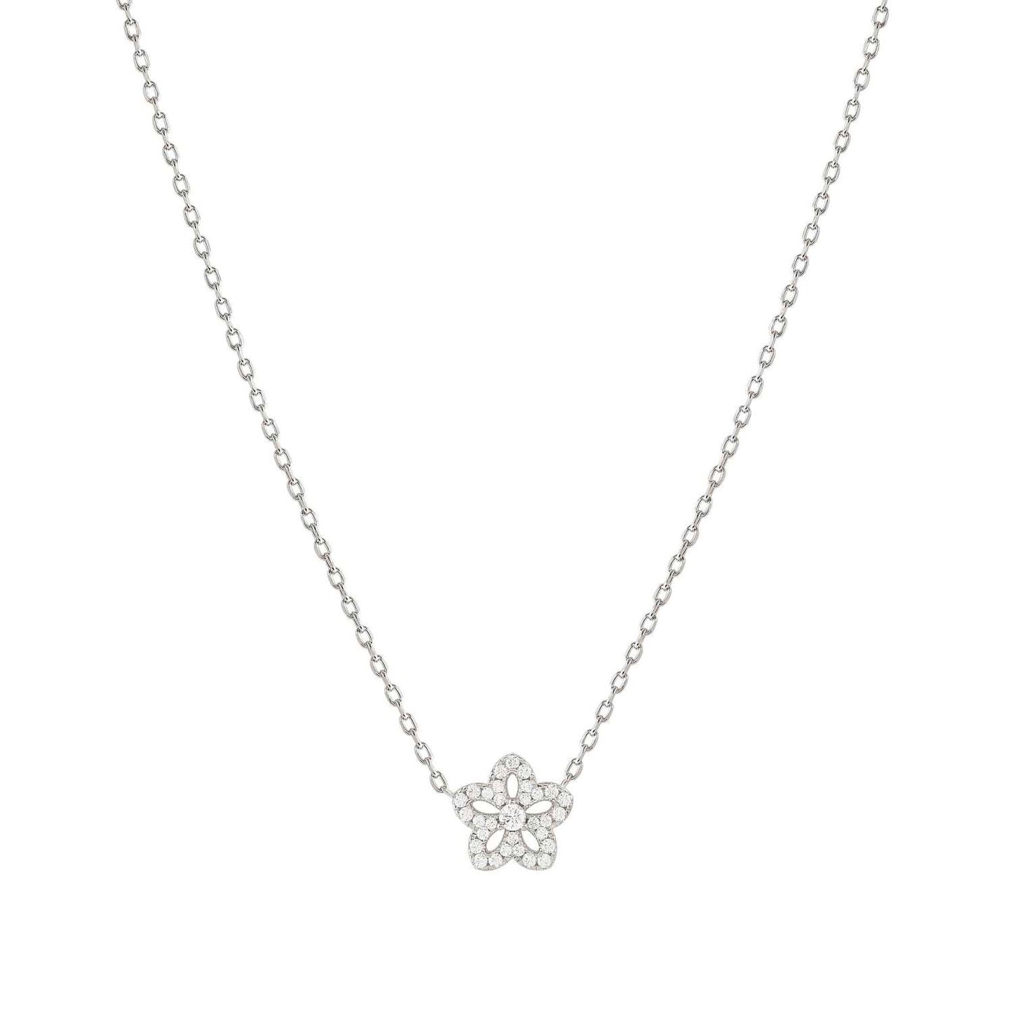 SWEETMADAME Silver CZ Flower Necklace 242009/010