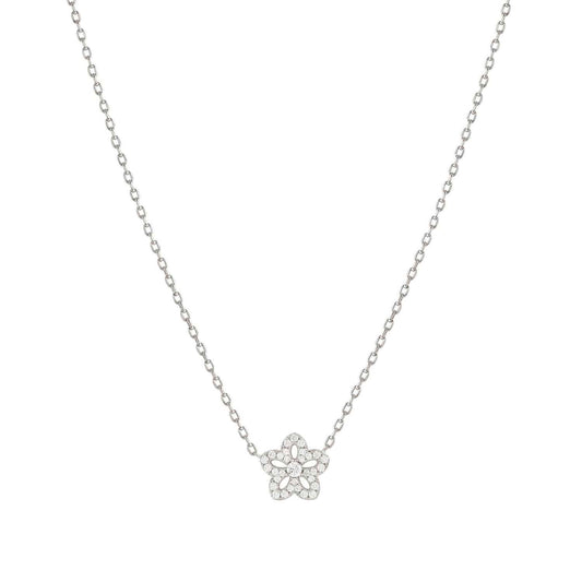 SWEETMADAME Silver CZ Flower Necklace 242009/010