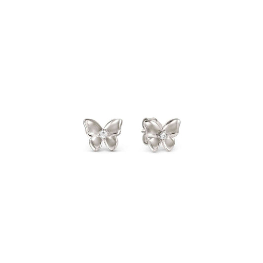 SWEETMADAME Silver Butterfly Stud Earrings with CZ 242012/040