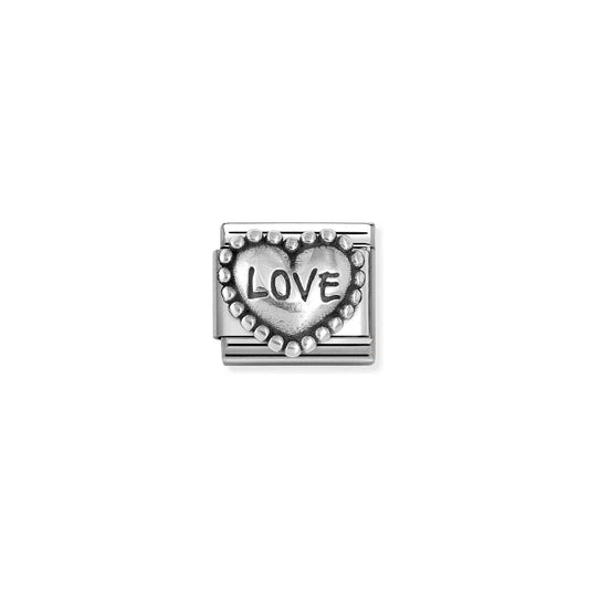 NEW Silver Beaded Heart LOVE Composable Link 330101/88