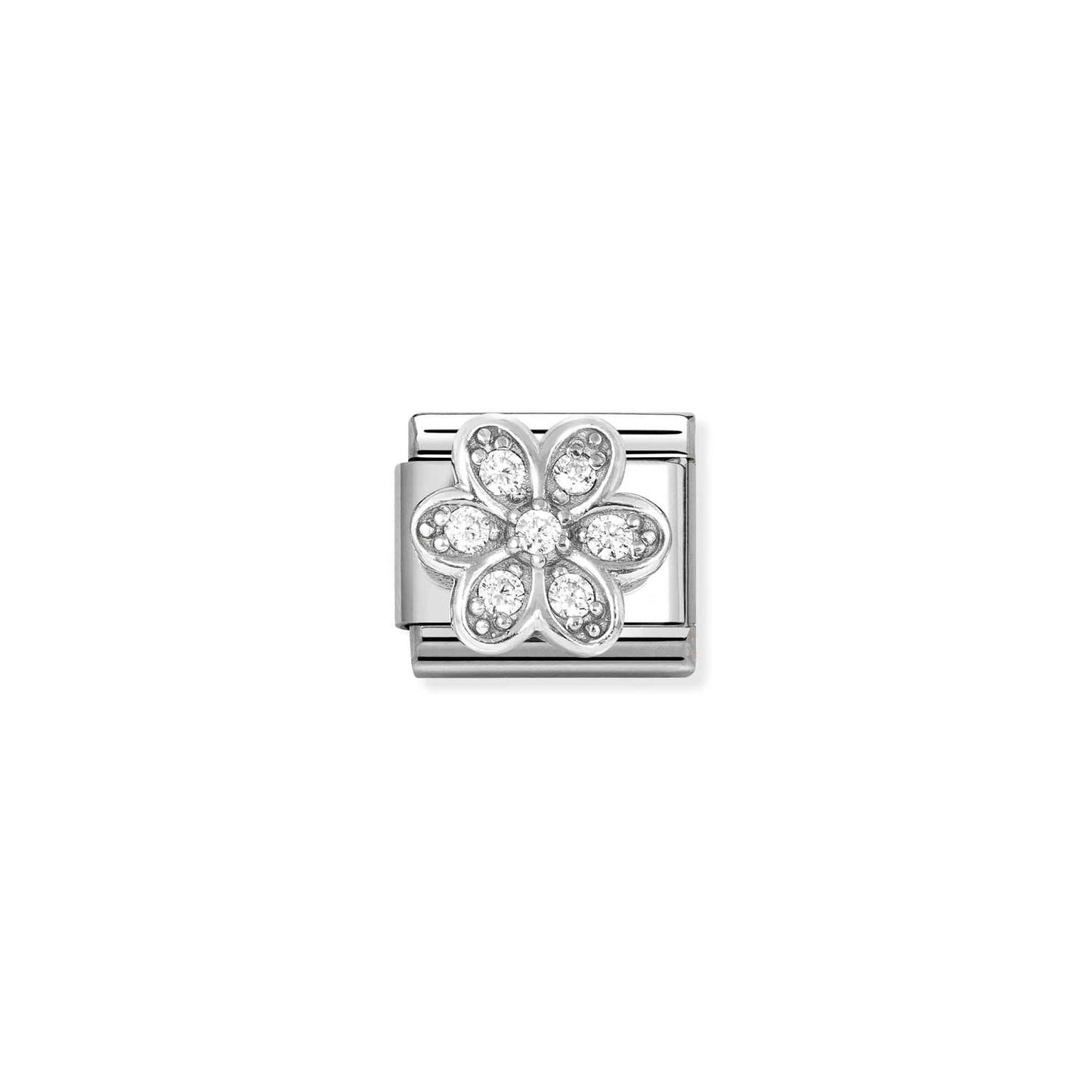 NEW Silver Daisy with White CZ Composable Link 330322/06