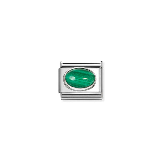 NEW Silver HARDSTONE Oval Stone MALACHITE Composable Link 330510/48