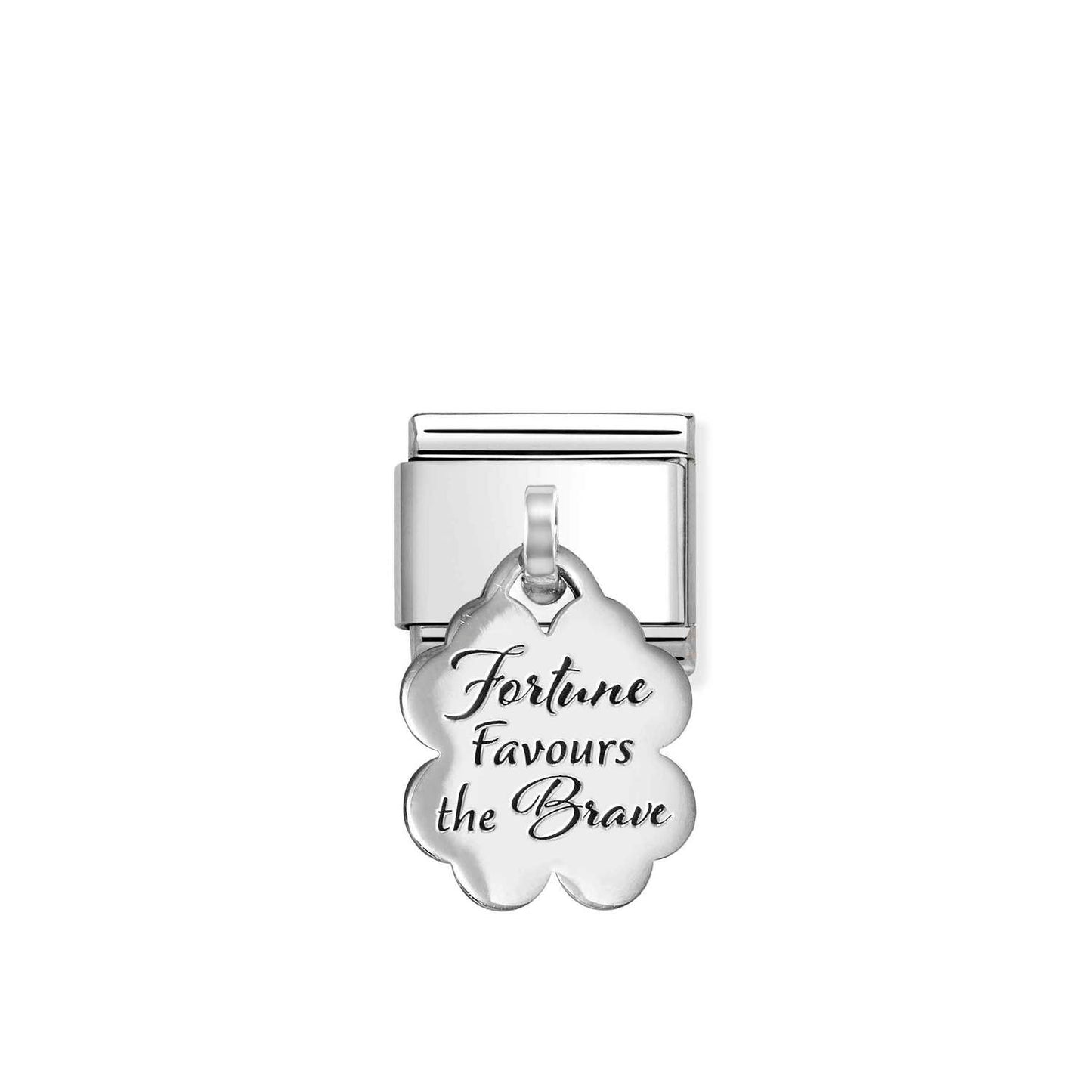 Composable Classic ENGRAVED CHARMS (IC) in steel and 925 sterling silver FOUR/LEAF CLOVER