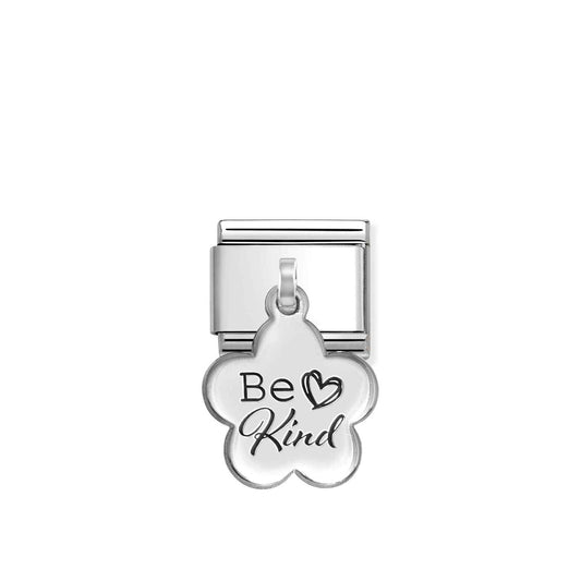 Composable Classic ENGRAVED CHARMS (IC) in steel and 925 sterling silver BE KIND flower