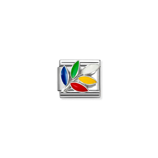 NEW Silver Enamel Rainbow Olive Branch Composable Link 330204/41