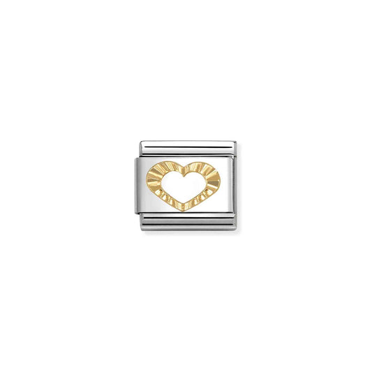 FW25 NEW Etched Heart Composable Link with 18ct Yellow Gold 030149/63
