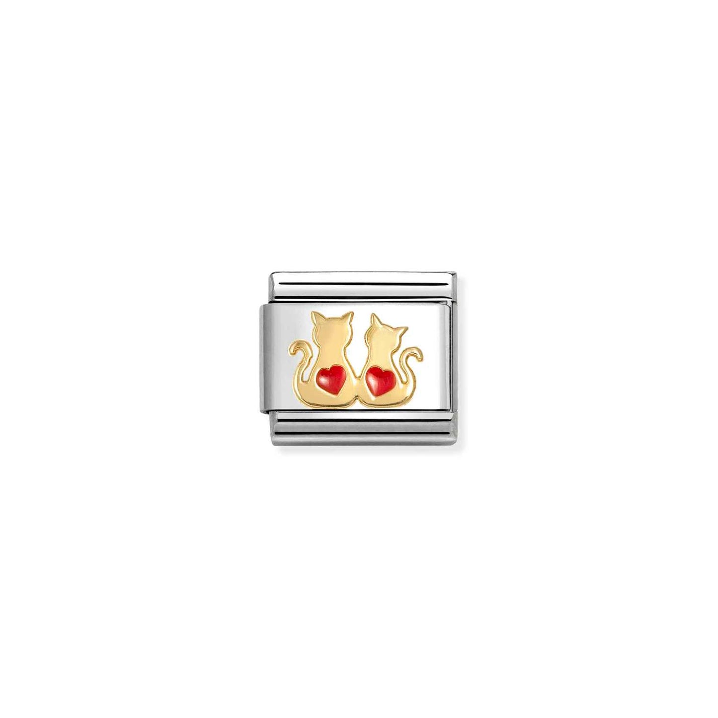 FW25 NEW Cats with Hearts Composable Link with 18ct Yellow Gold & Enamel 030285/70