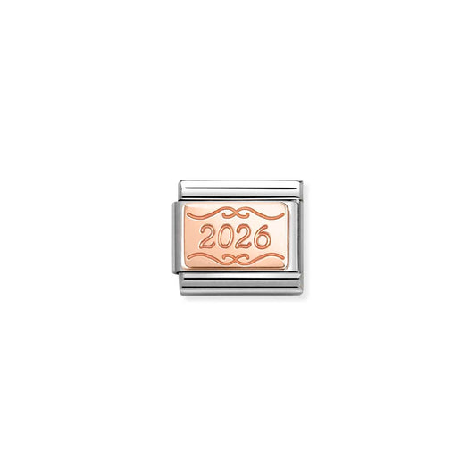 2026 Plate Composable Link with 9ct Rose Gold 430101/57