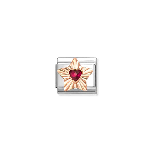 Red Heart CZ Etched Star Composable Link with 9ct Rose Gold 430609/005