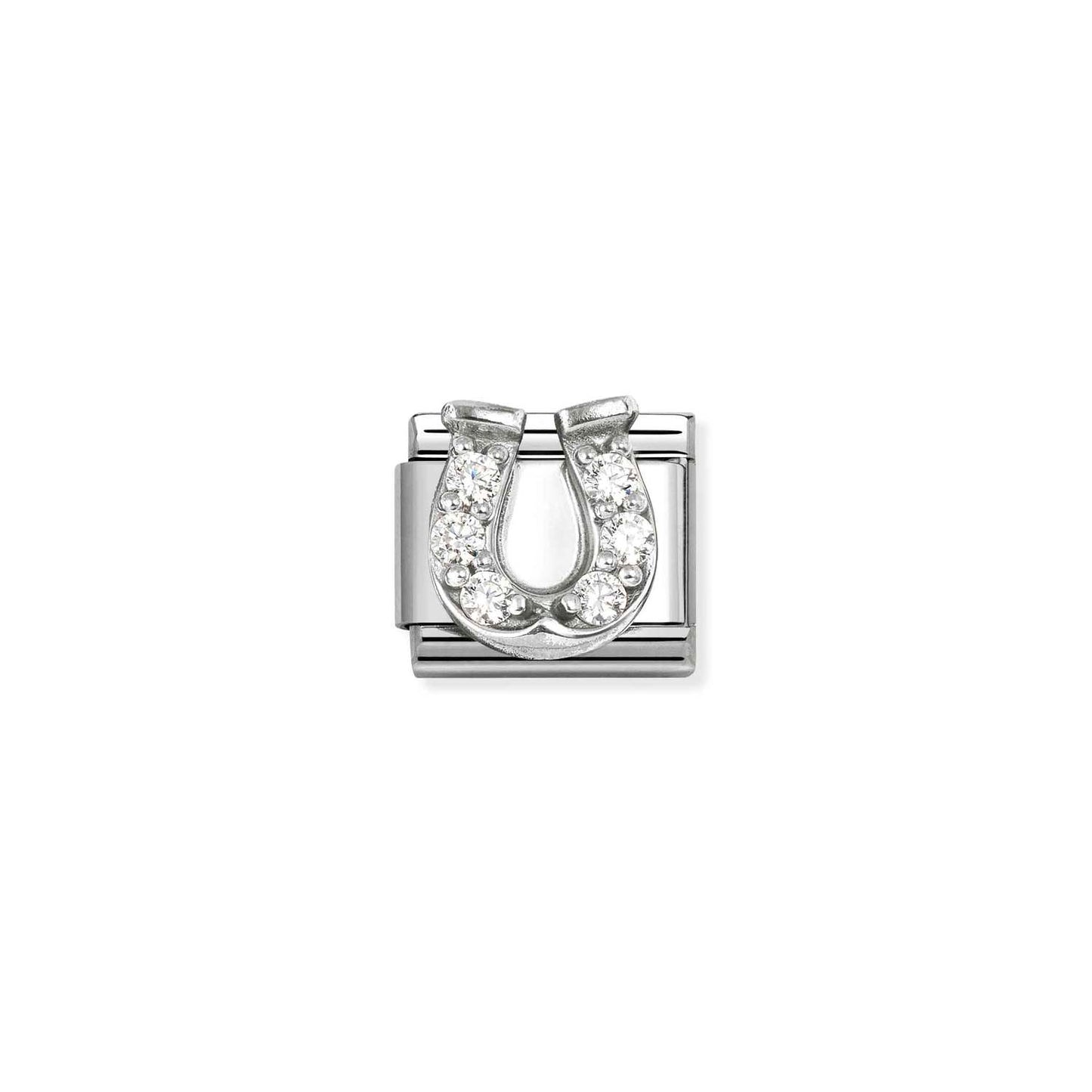 White CZ Horseshoe Composable Link with Sterling Silver 330304/51