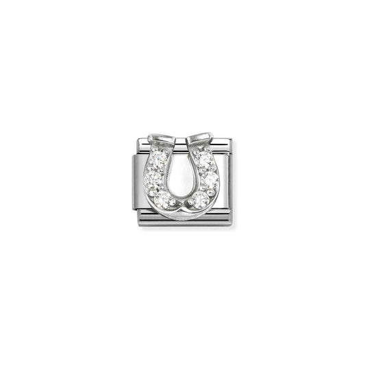 White CZ Horseshoe Composable Link with Sterling Silver 330304/51