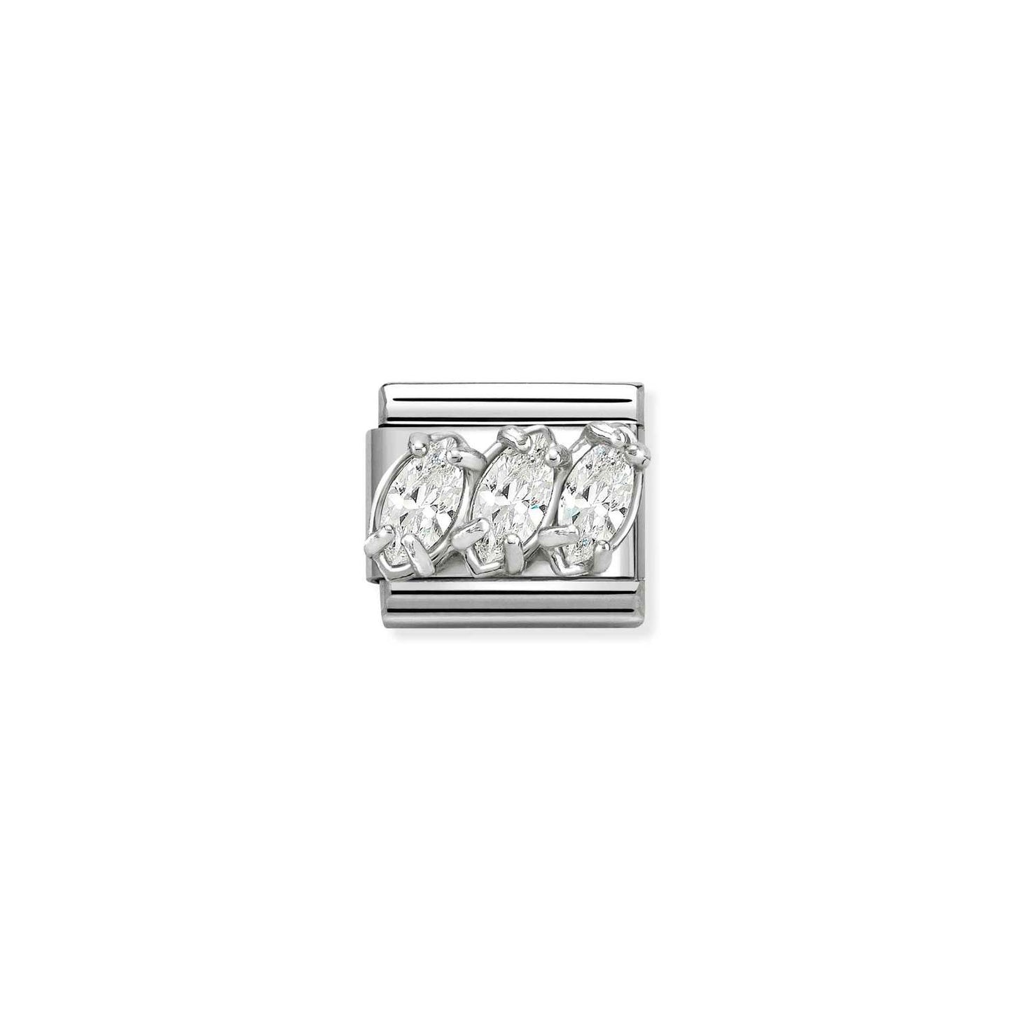 White CZ Trilogy Composable Link with Sterling Silver 330329/05