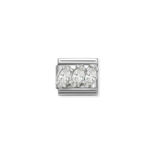 White CZ Trilogy Composable Link with Sterling Silver 330329/05