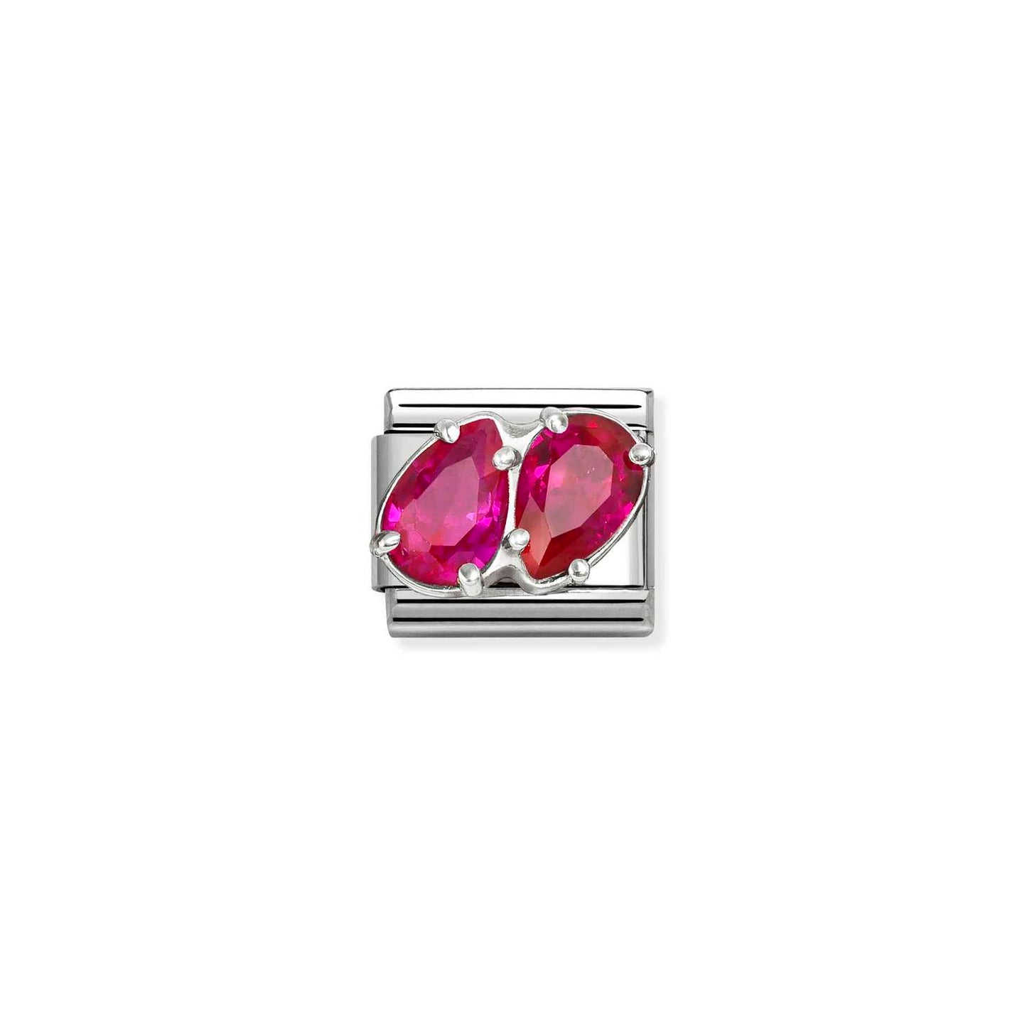 Red CZ Twin PearDrop Composable Link with Sterling Silver 330329/11