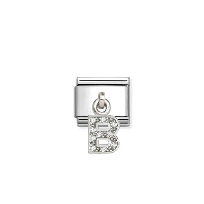 331818 White CZ Pendant Letter Composable Link Sterling Silver