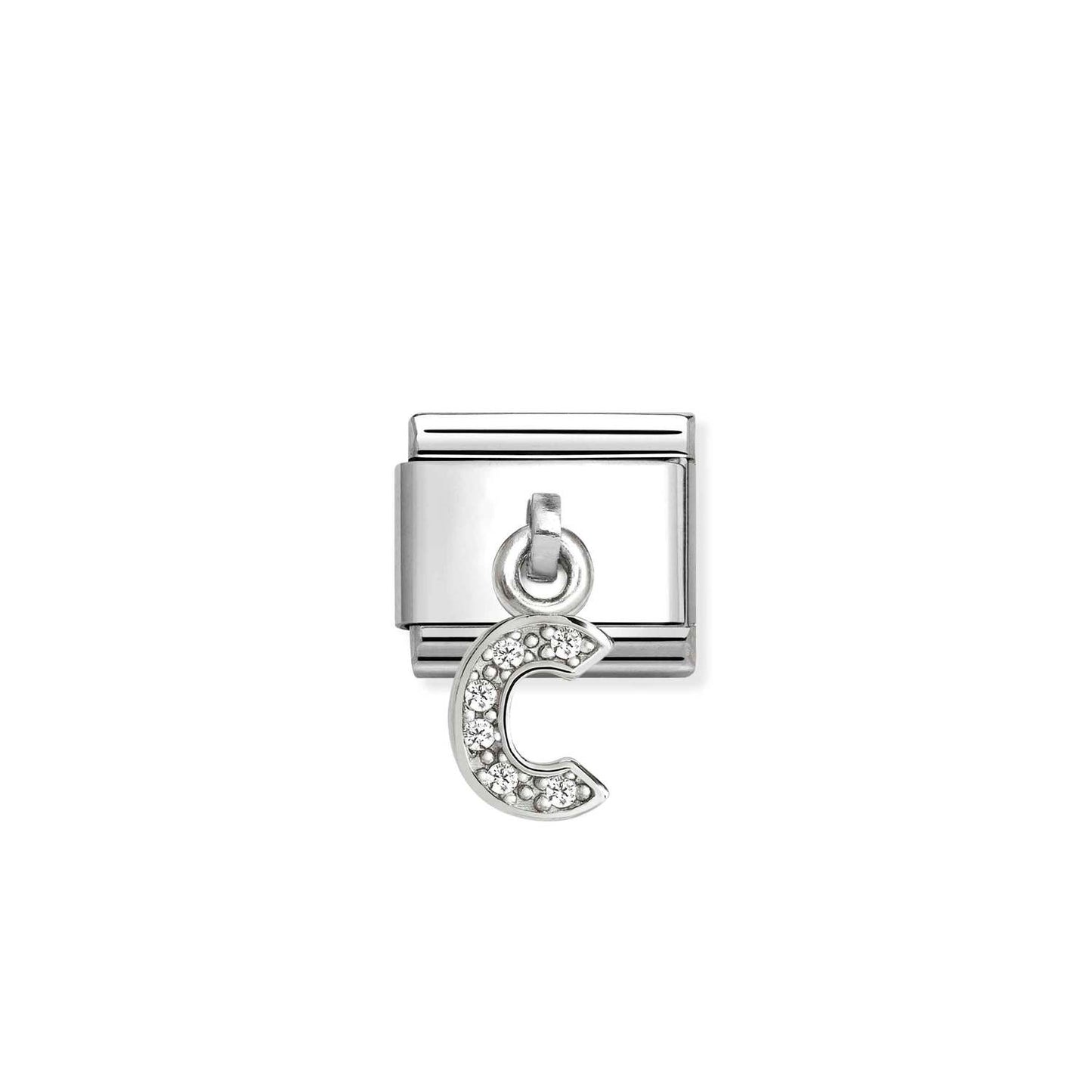 331818 White CZ Pendant Letter Composable Link Sterling Silver