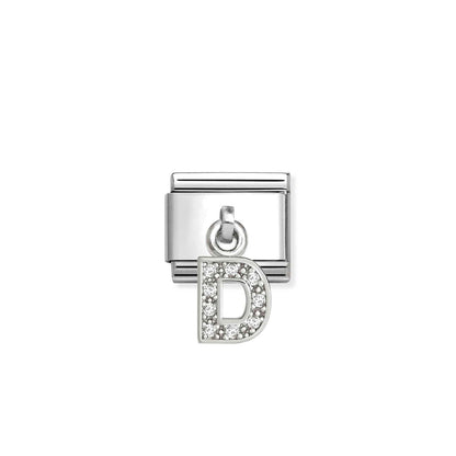 331818 White CZ Pendant Letter Composable Link Sterling Silver