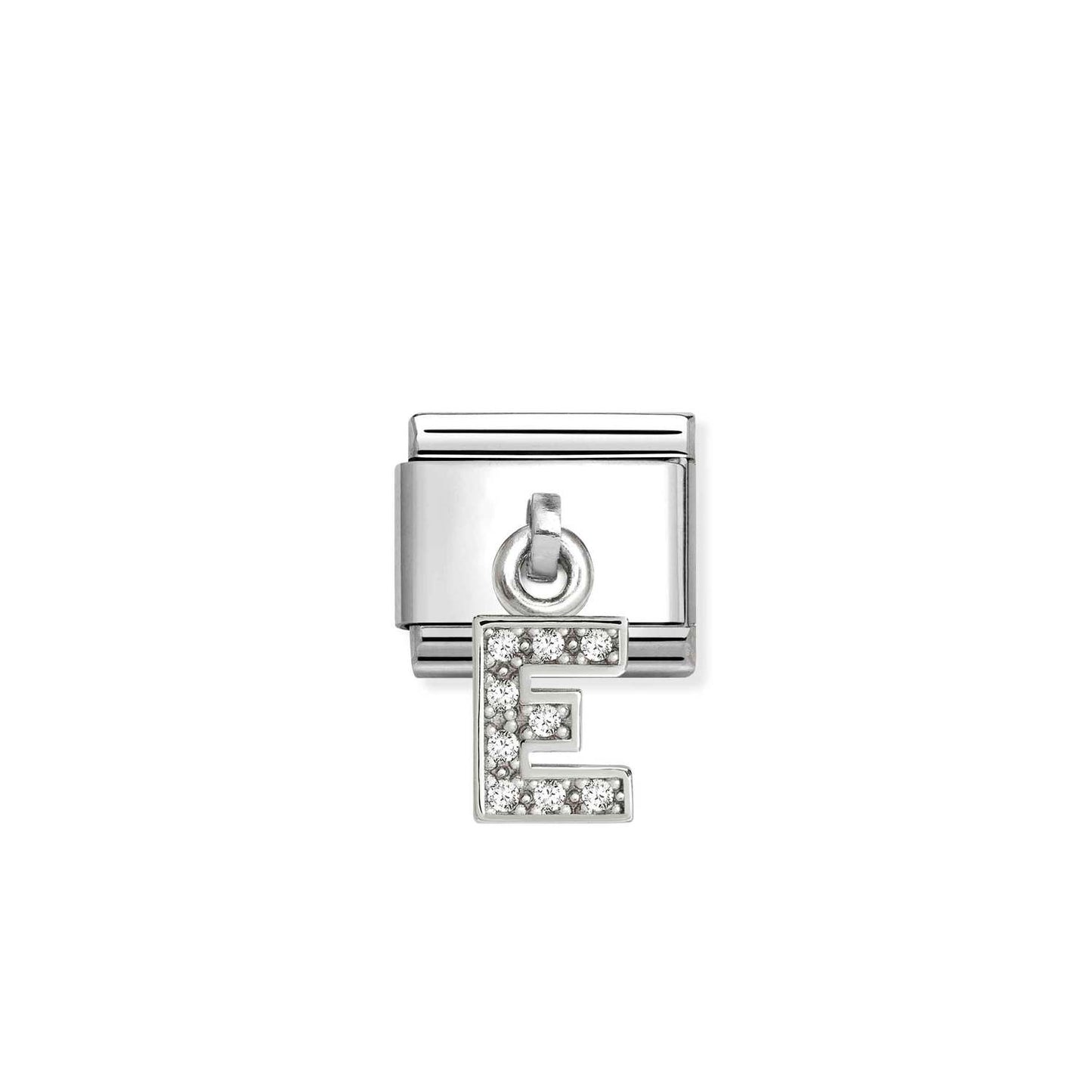 331818 White CZ Pendant Letter Composable Link Sterling Silver