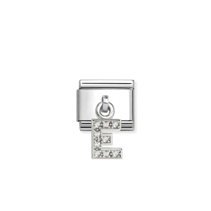331818 White CZ Pendant Letter Composable Link Sterling Silver