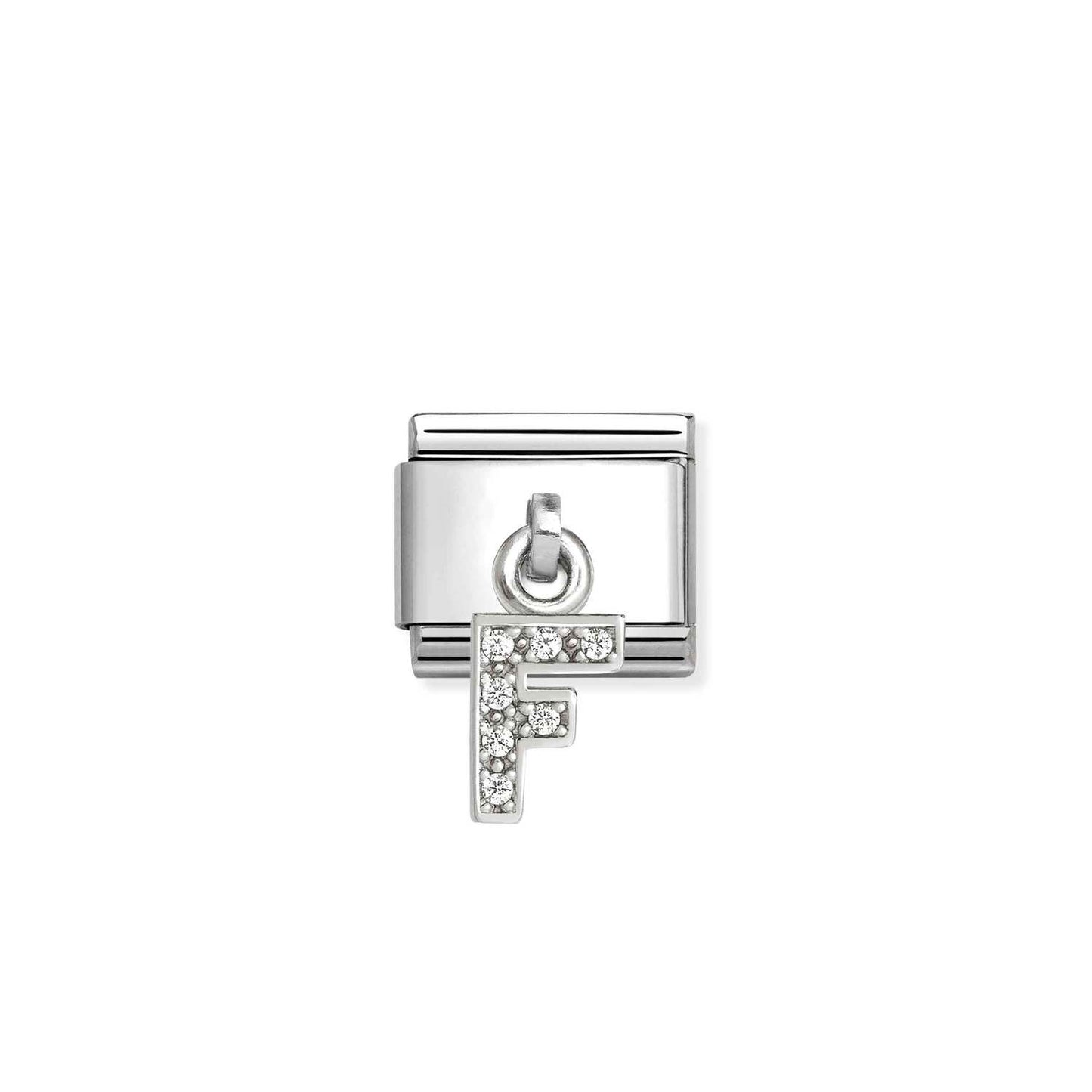 331818 White CZ Pendant Letter Composable Link Sterling Silver