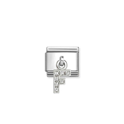 331818 White CZ Pendant Letter Composable Link Sterling Silver