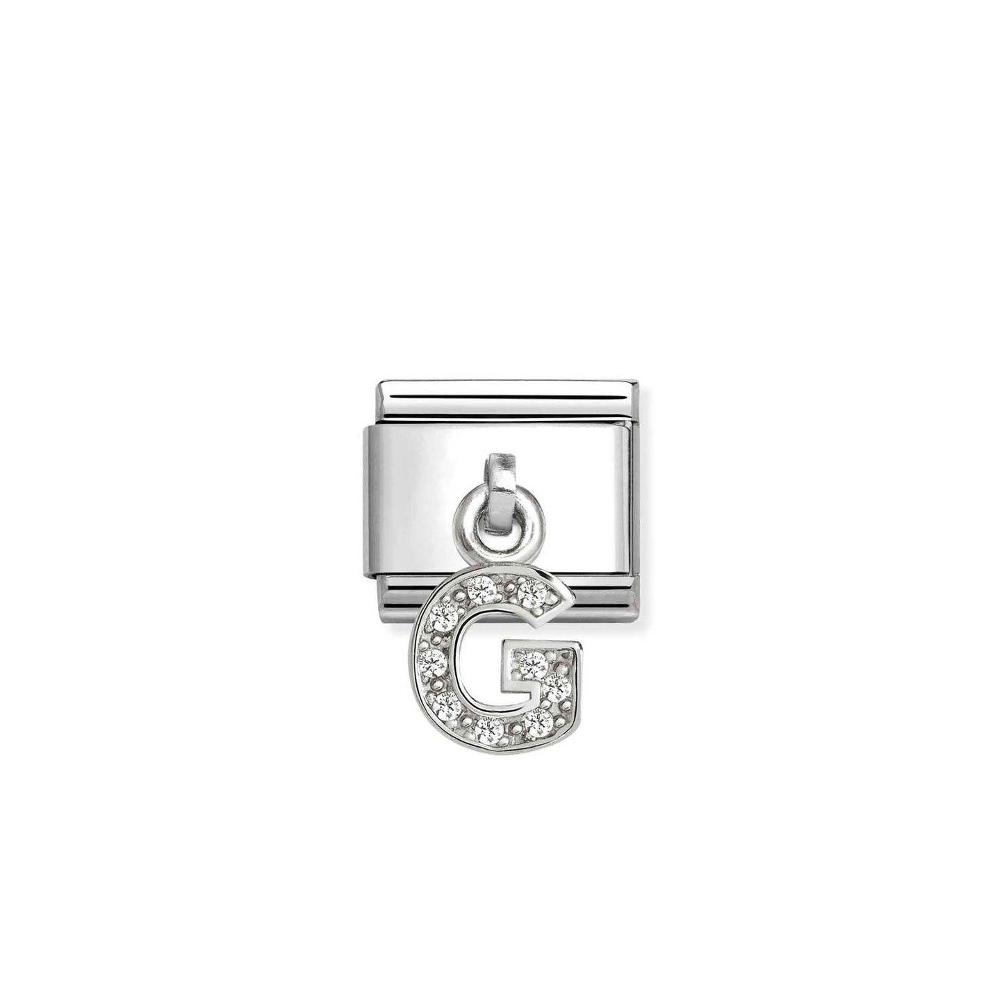 331818 White CZ Pendant Letter Composable Link Sterling Silver
