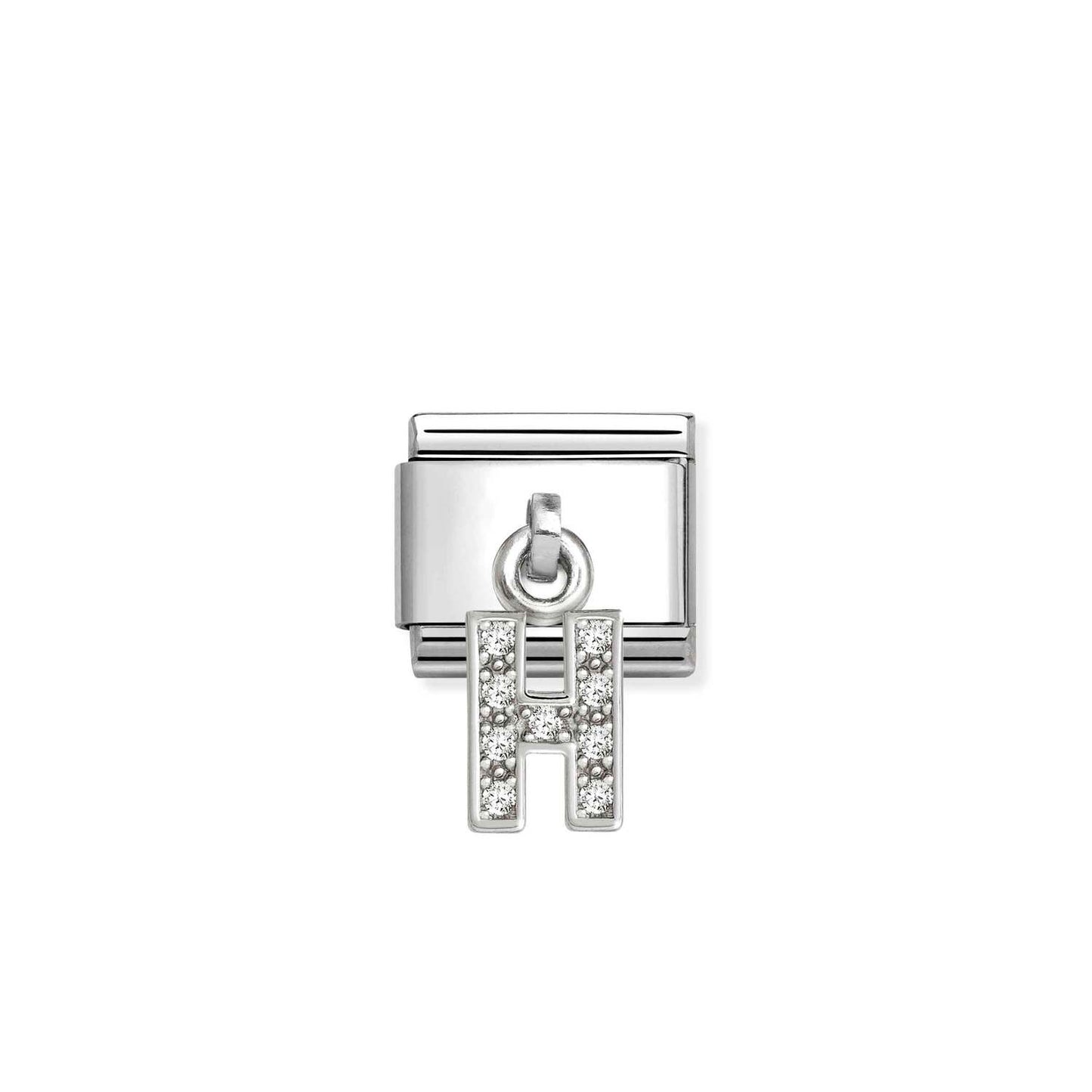 331818 White CZ Pendant Letter Composable Link Sterling Silver