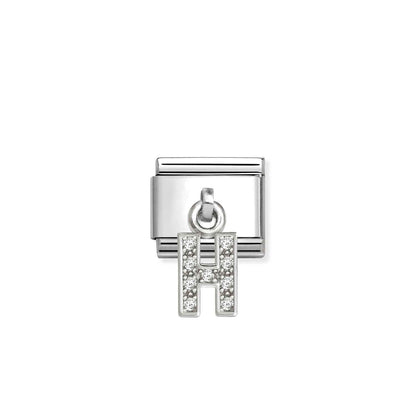 331818 White CZ Pendant Letter Composable Link Sterling Silver